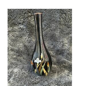 Vintage Otagiri Bud Vase Black Crown Iris 7. 5 inches Tall